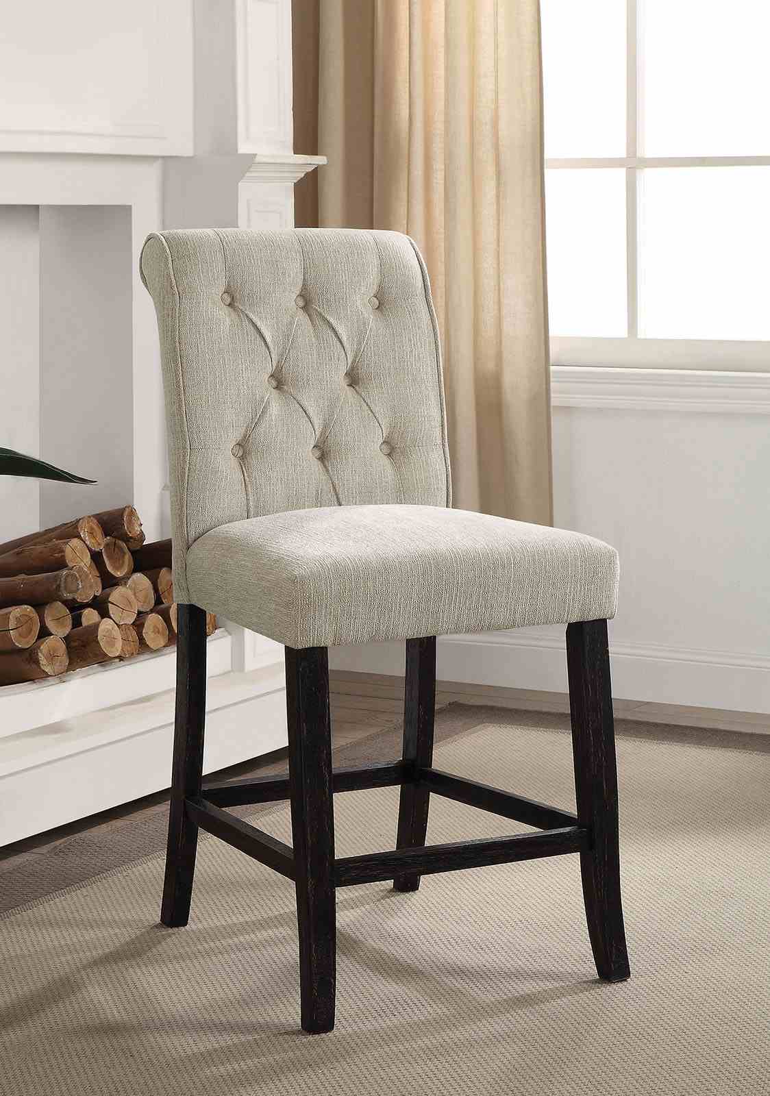 Izzy Beige/Antique Black Counter Height Chair, Set of 2