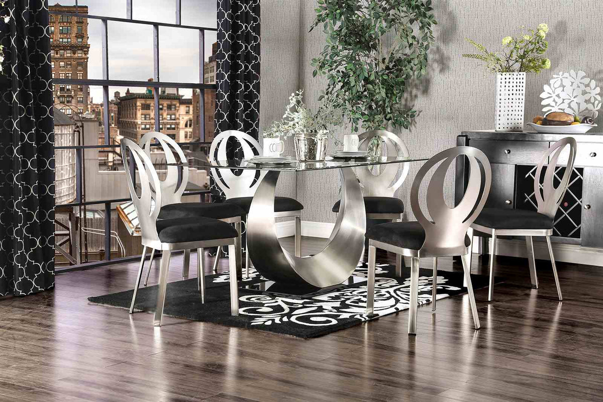 Orla Silver/Black 7-Piece Dining Room Set