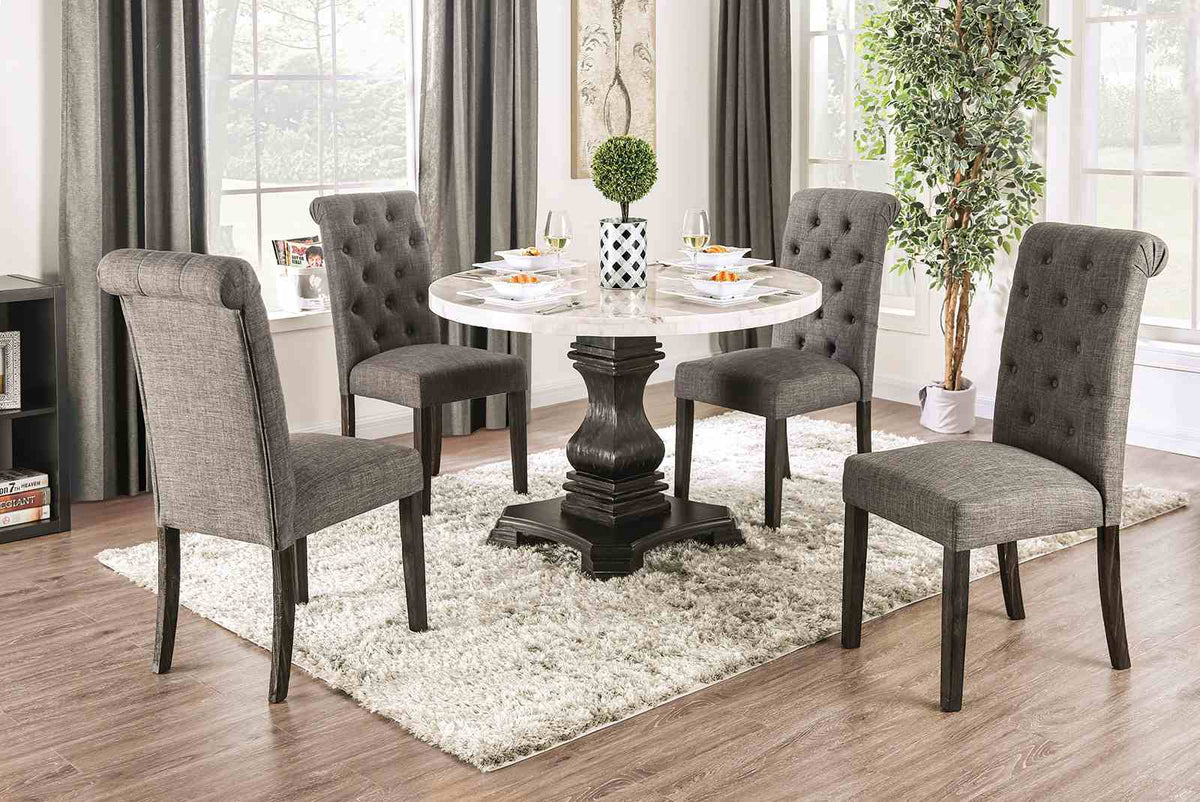 Elfredo White'Antique Black 5-Piece Dining Room Set