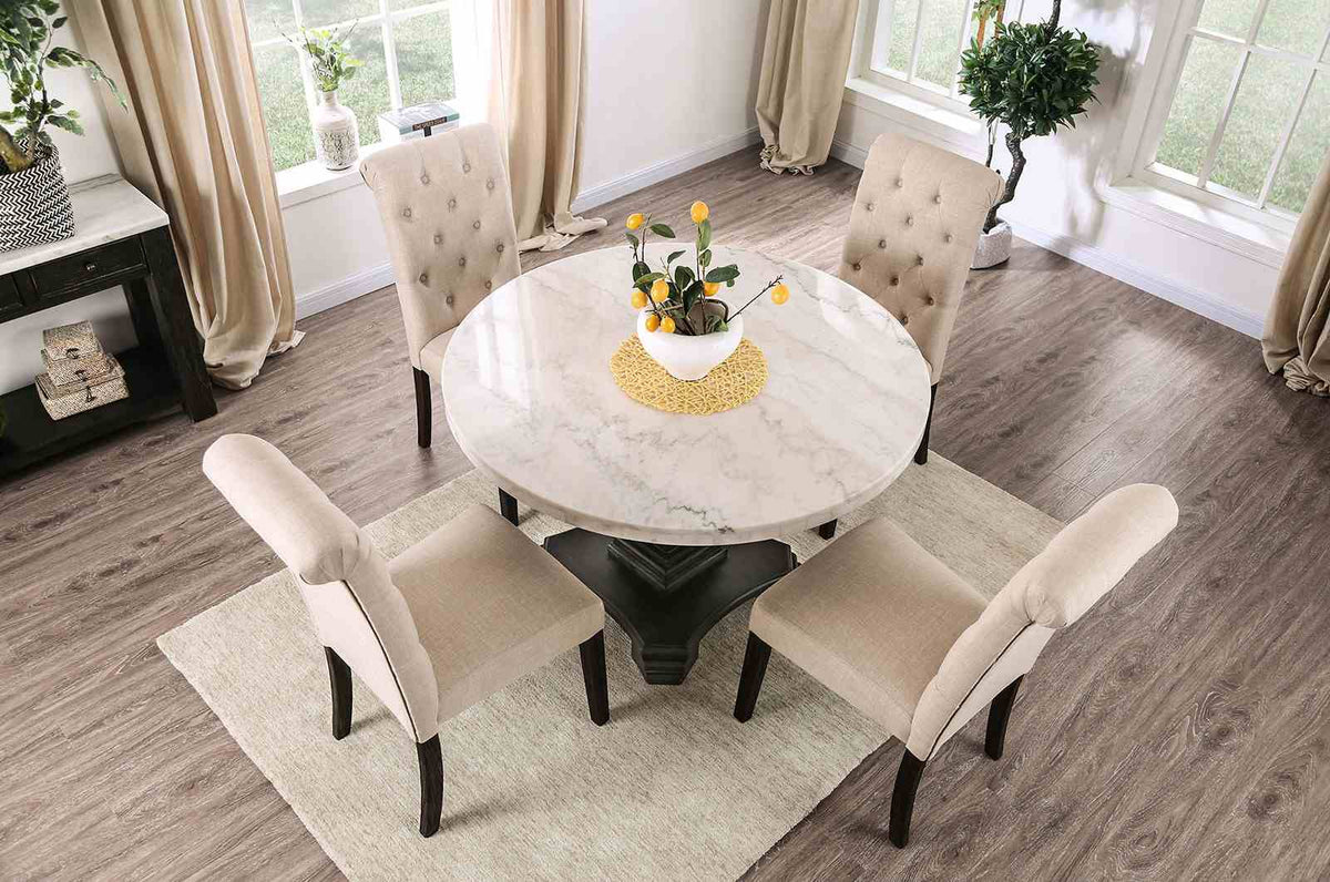 Elfredo White/Antique Black 5-Piece Dining Room Set