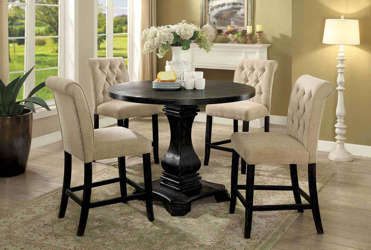Izzy Beige/Antique Black Counter Height Chair, Set of 2