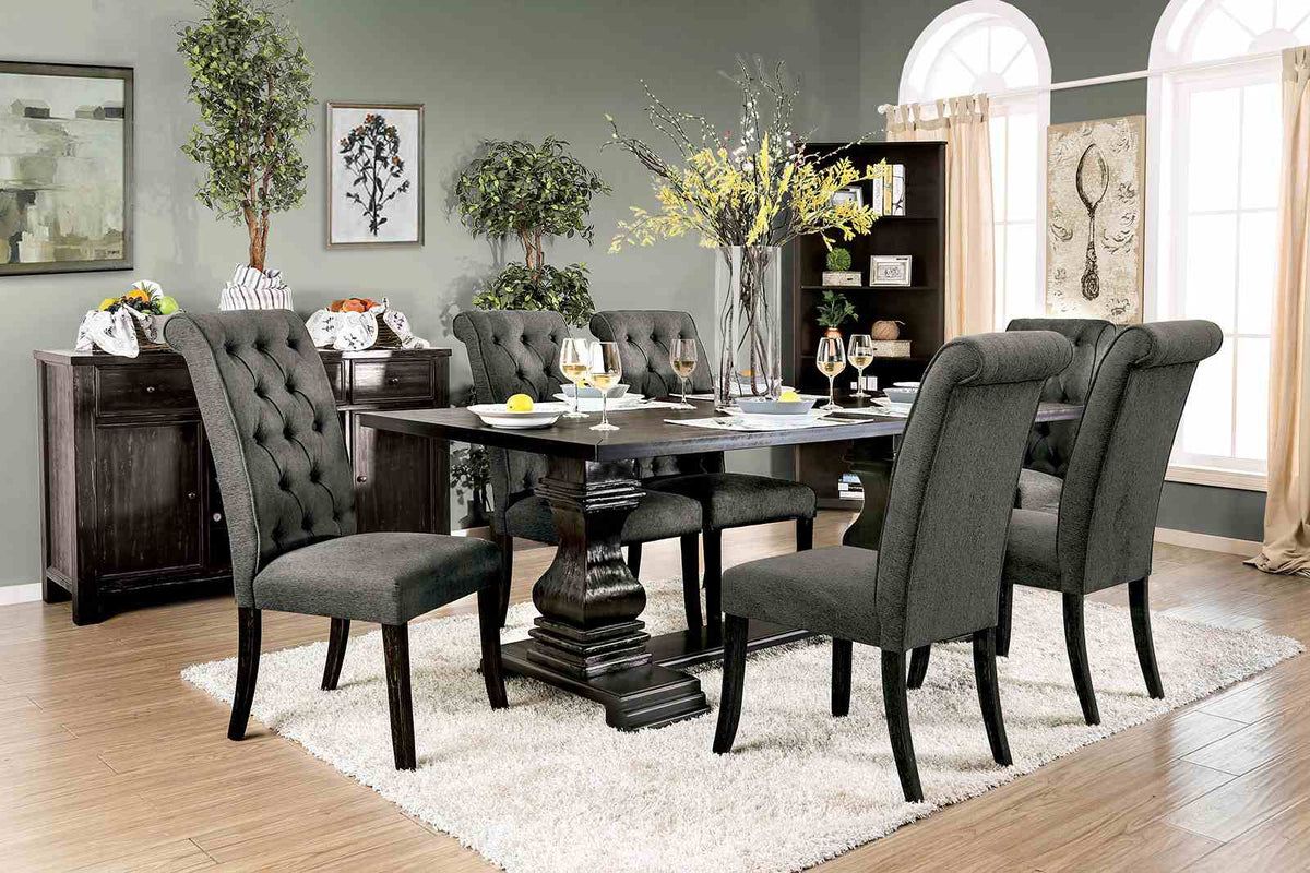 Nerissa Antique Black/Gray 7-Piece Dining Table Set