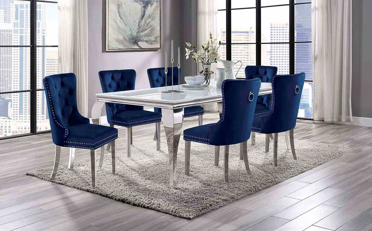 Neuveville White/Chrome 7-Piece Dining Room Set