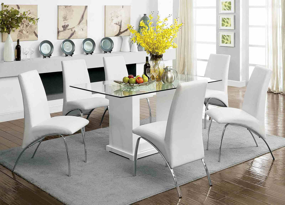 Eva White/Clear Dining Table