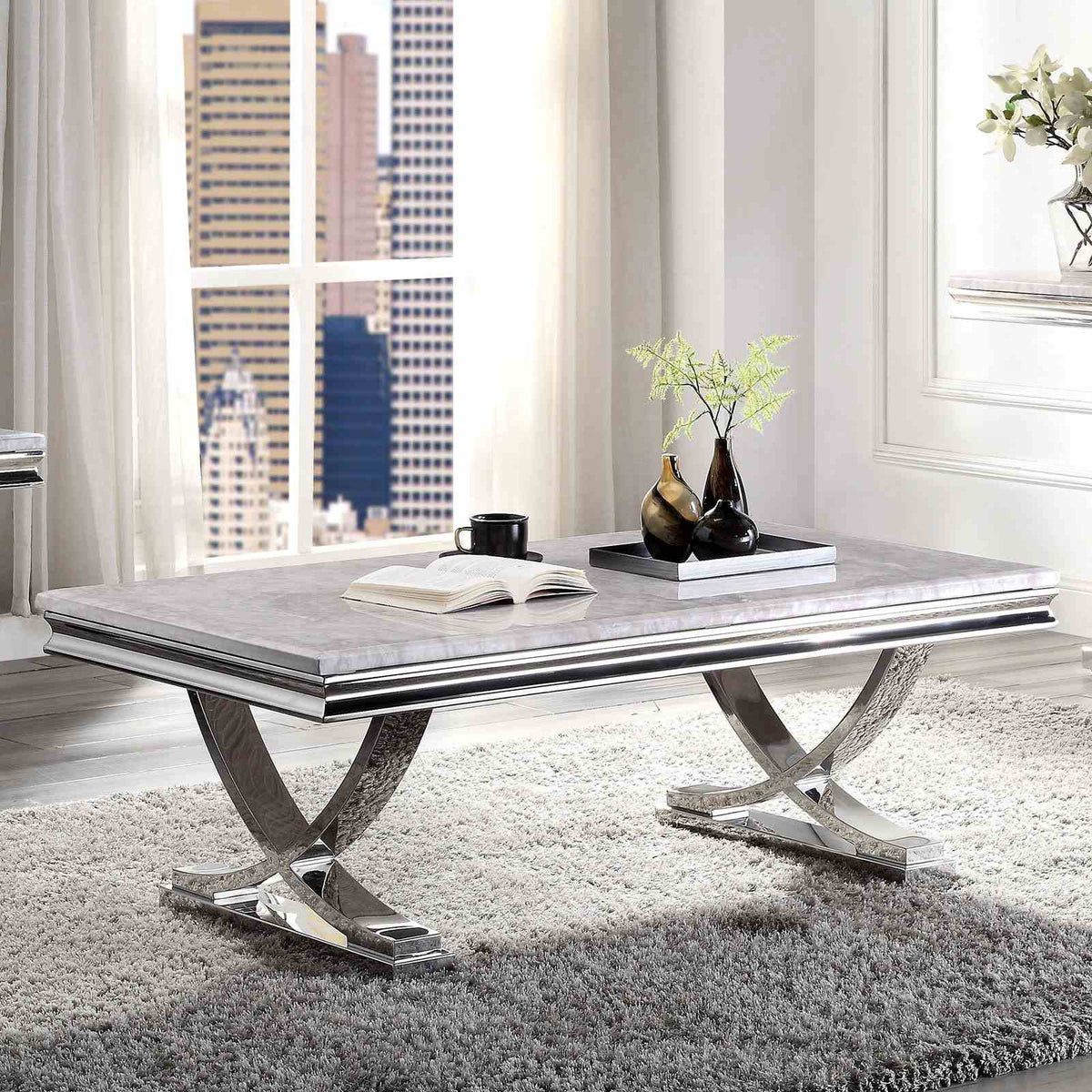Wettingen White/Chrome Coffee Table