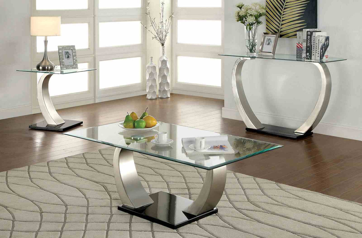 Roxo Satin Plated/Black Sofa Table