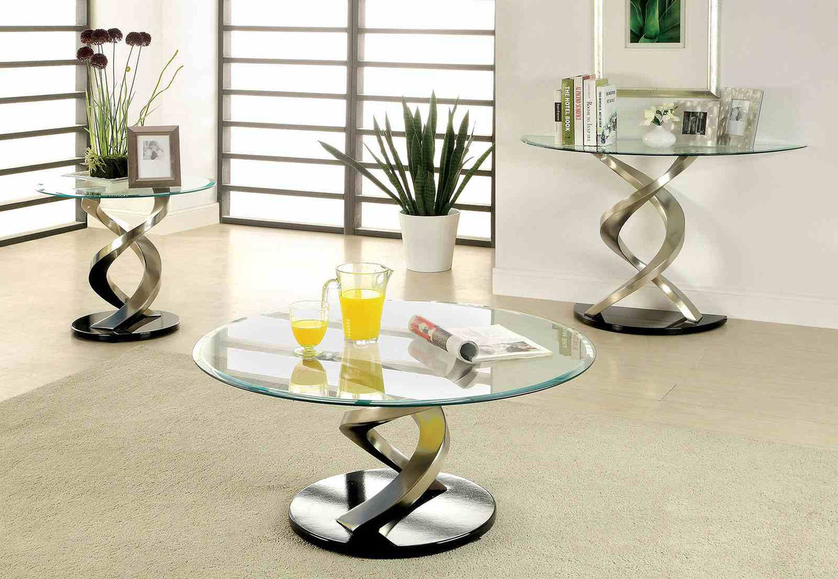 Nova Satin Plated/Black Sofa Table