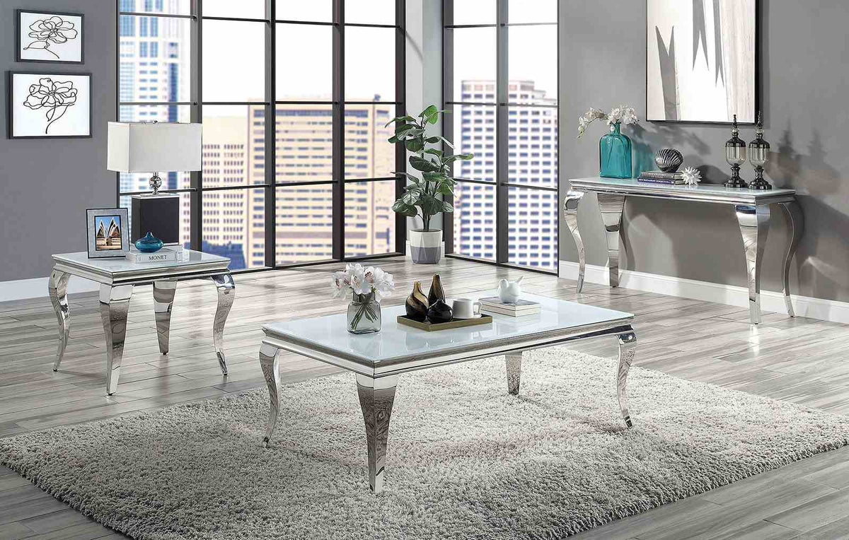 Wetzikon White/Silver Sofa Table