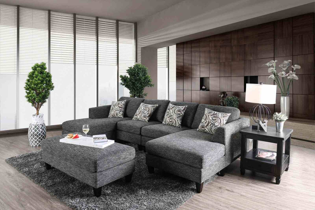 Lowry Gray Sectional with Ottoman