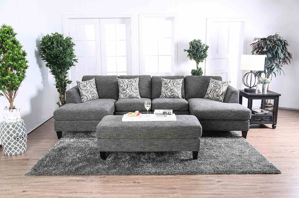 Lowry Gray Sectional with Ottoman
