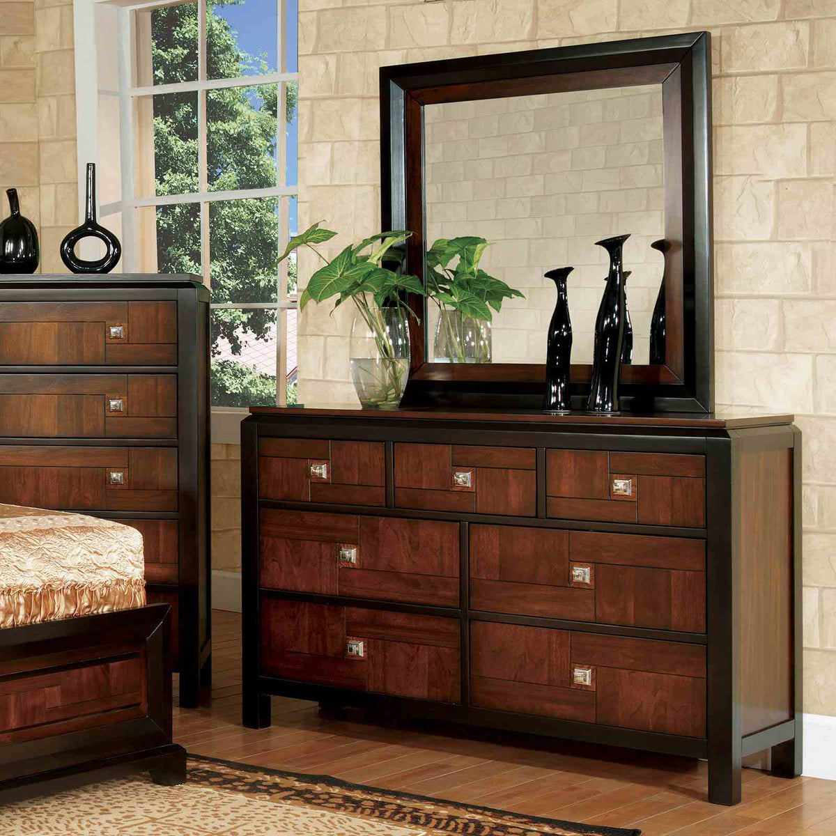 Patra Acacia/Walnut 4-Piece Queen Bedroom Set