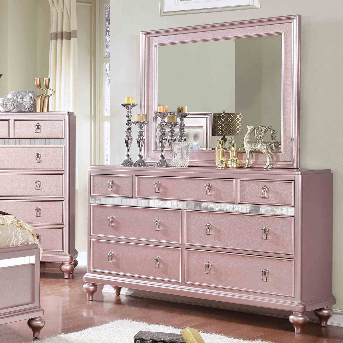 Ariston Rose Gold 4-Piece Queen Bedroom Set