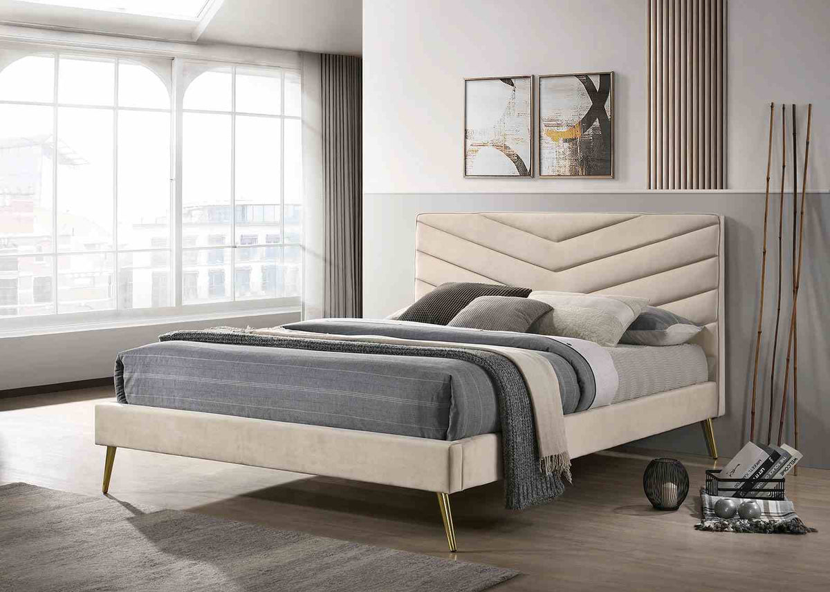 Vivar Beige Full Upholstered Bed