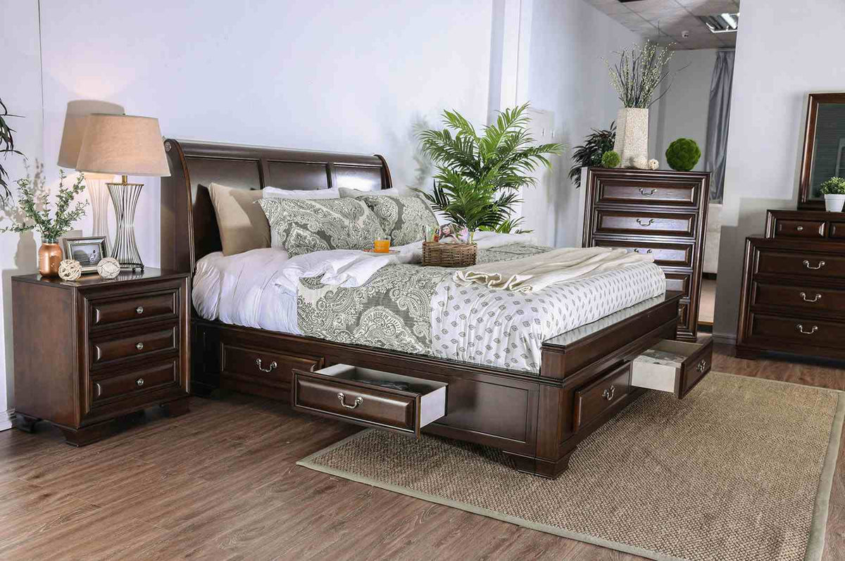 Brandt Brown Cherry 5-Piece Queen Storage Bedroom Set