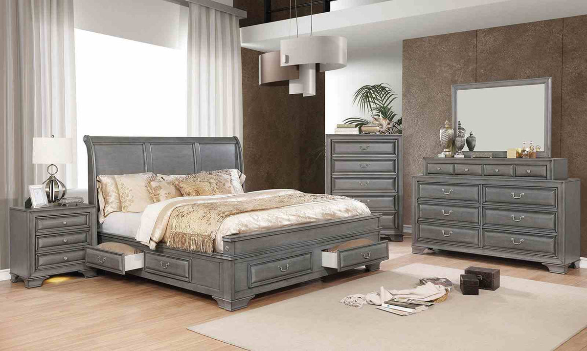 Brandt Gray Queen Storage Platform Bed