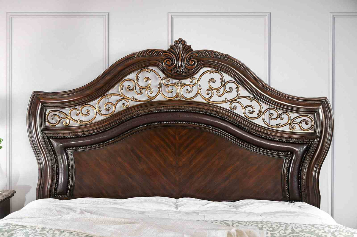 Menodora Brown Cherry 5-Piece Queen Bedroom Set