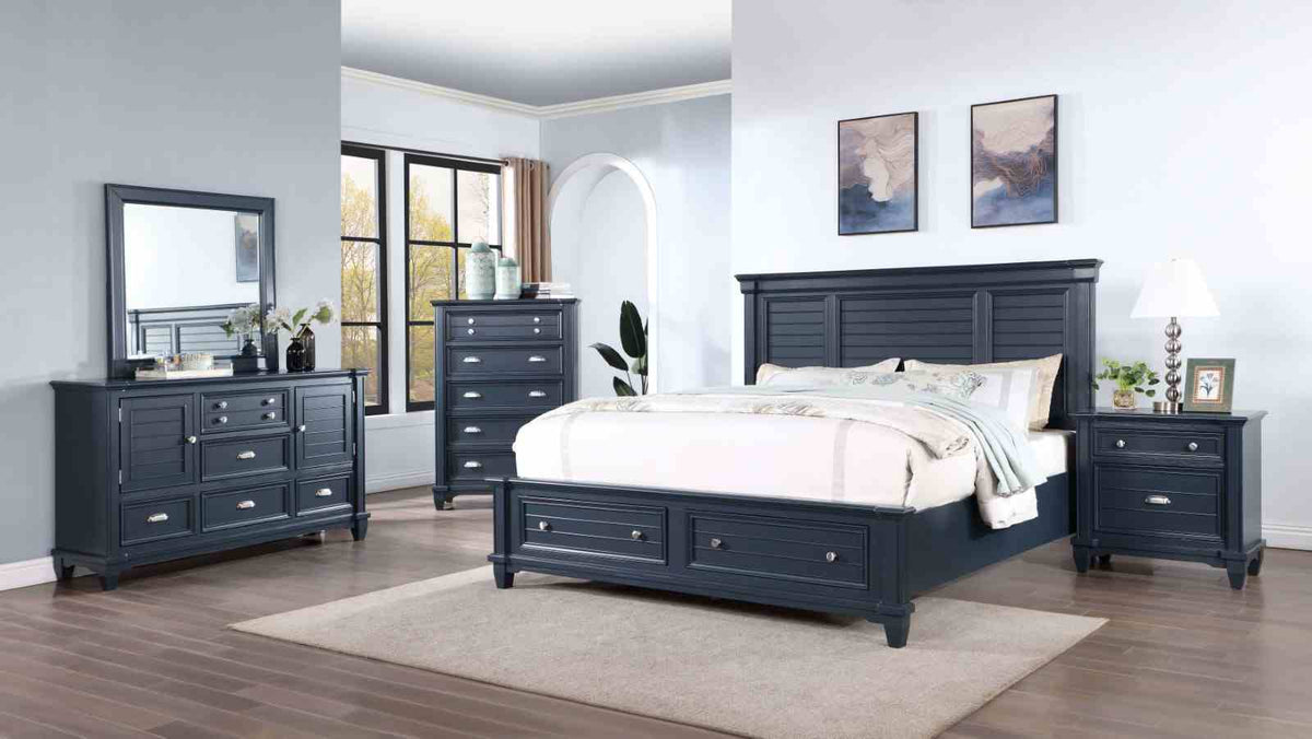 Manzanillo Slate Blue 5-Piece Queen Storage Bedroom Set