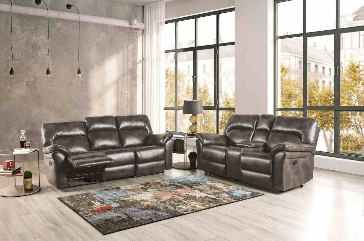 Josias Dark Gray Transitional Reclining Living Room Set