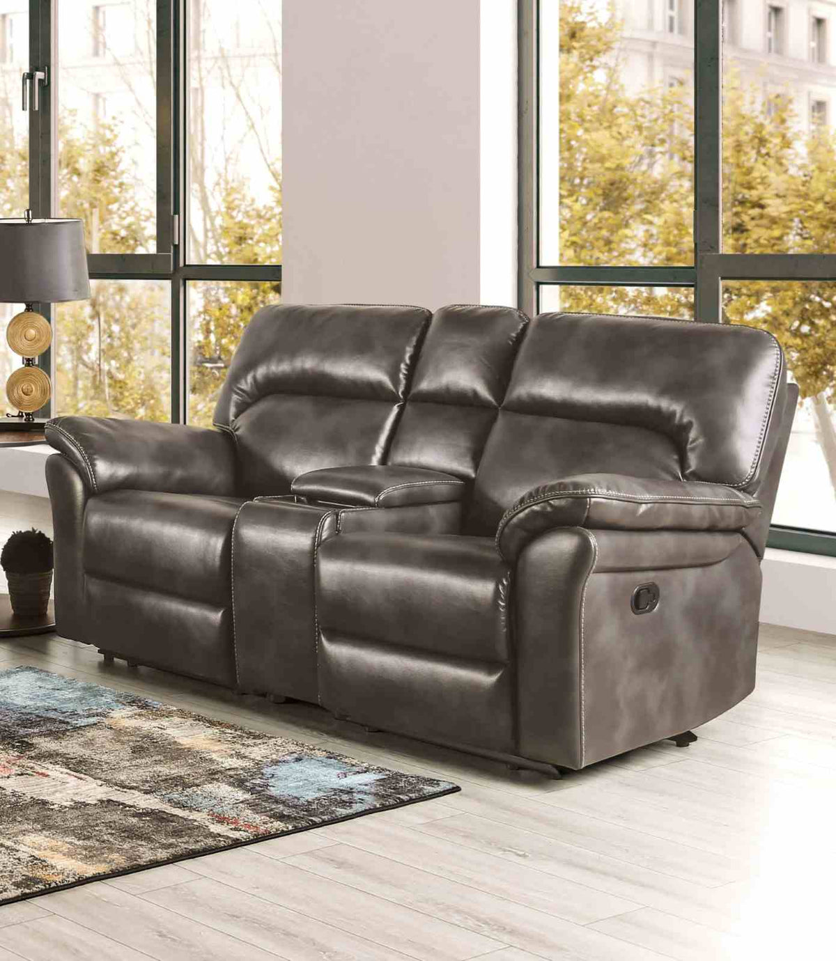 Josias Dark Gray Transitional Reclining Living Room Set