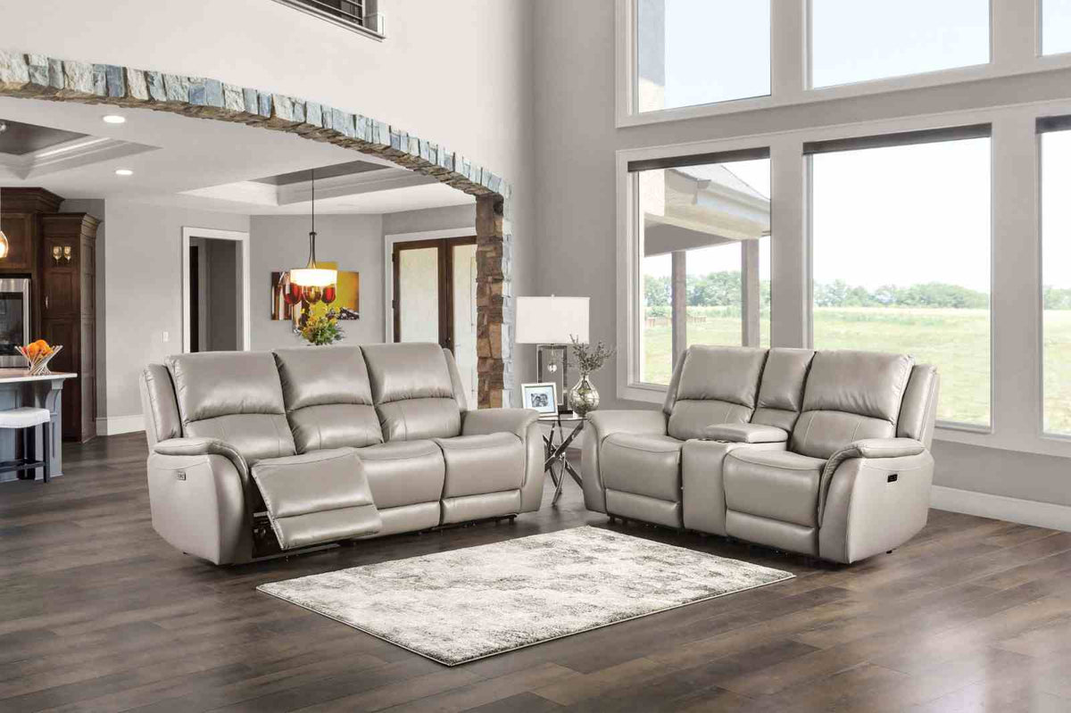 Gorgius Light Gray Power Loveseat
