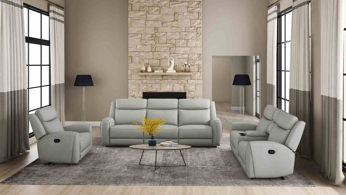 Jacobus Light Gray Manual Recliner Sofa