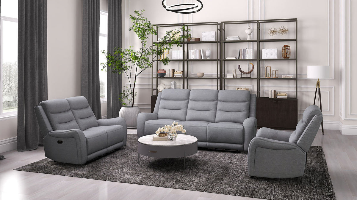 Matthias Gray Transitional Reclining Living Room Set