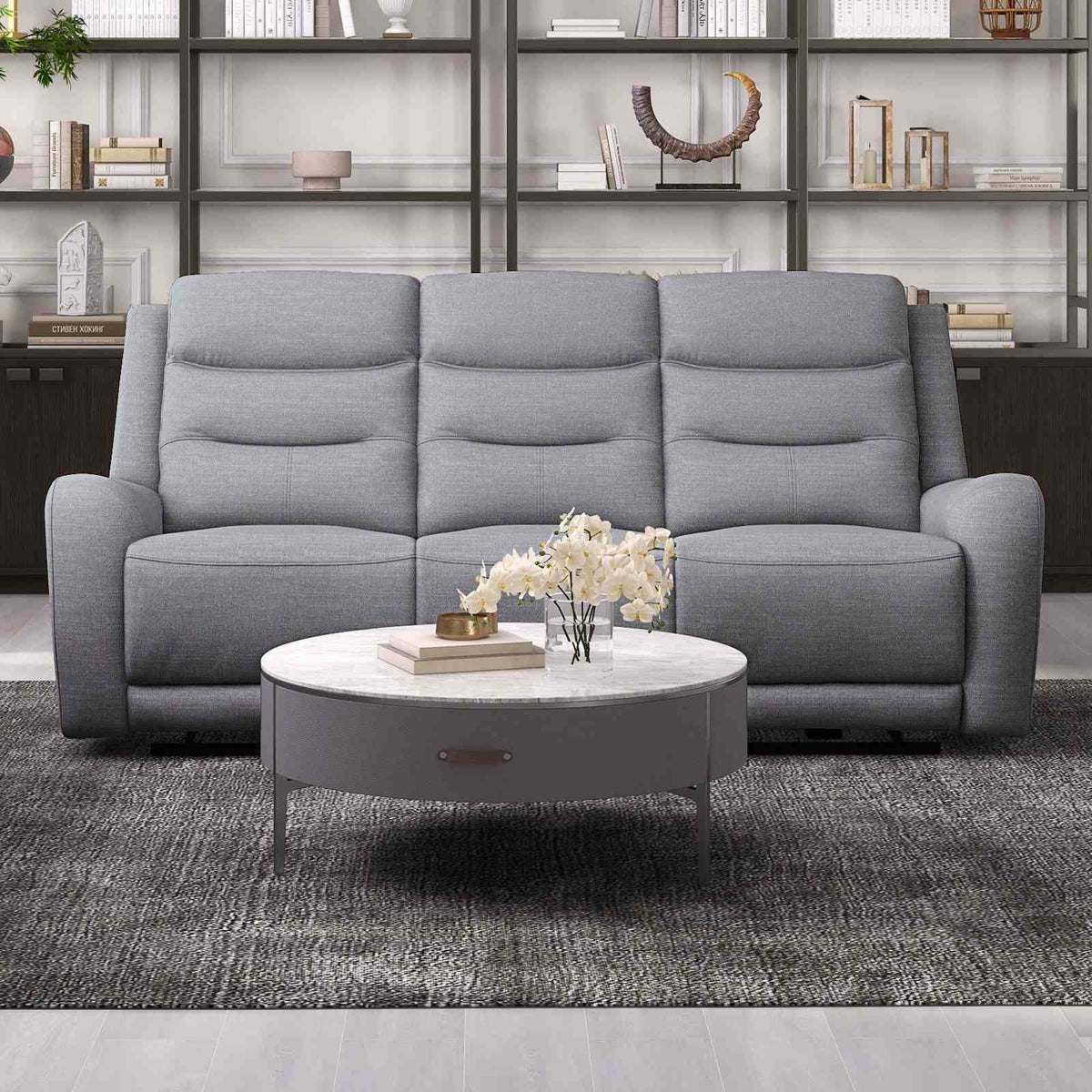 Matthias Gray Transitional Reclining Living Room Set