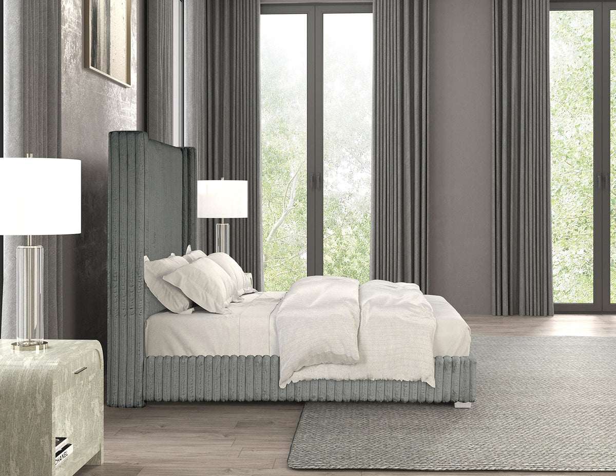 Cadwell Gray King Upholstered Platform Bed