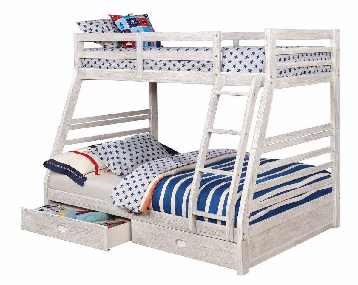 California Wire-Brushed White Bunk Bed