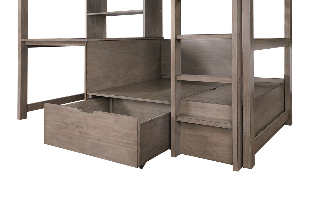 Callistus Warm Gray Twin/Workstation Loft Bed