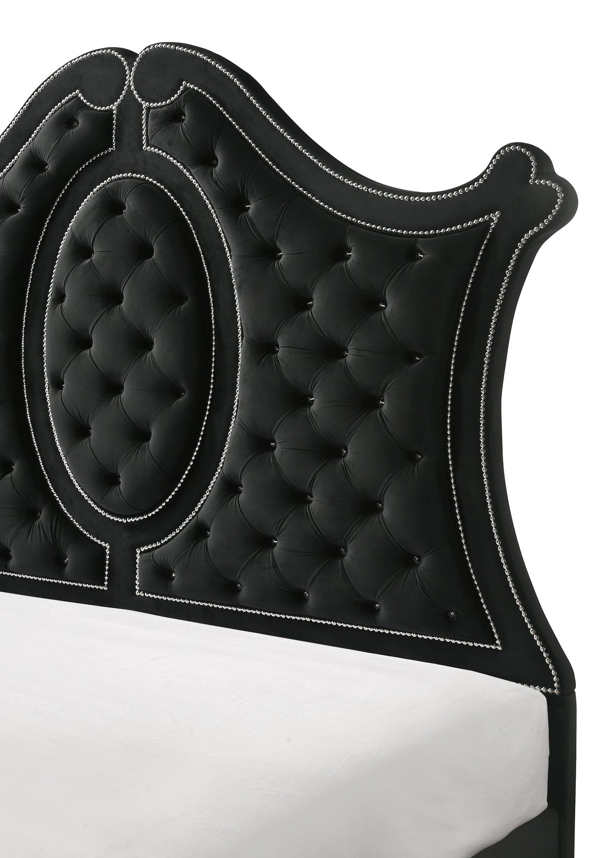 Cameo Black Queen Upholstered Panel Bed