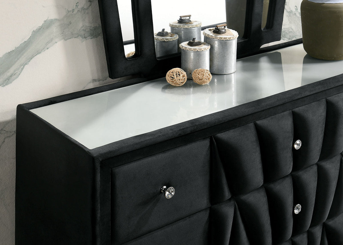 Carissa Black Upholstered Transitional Bedroom Set