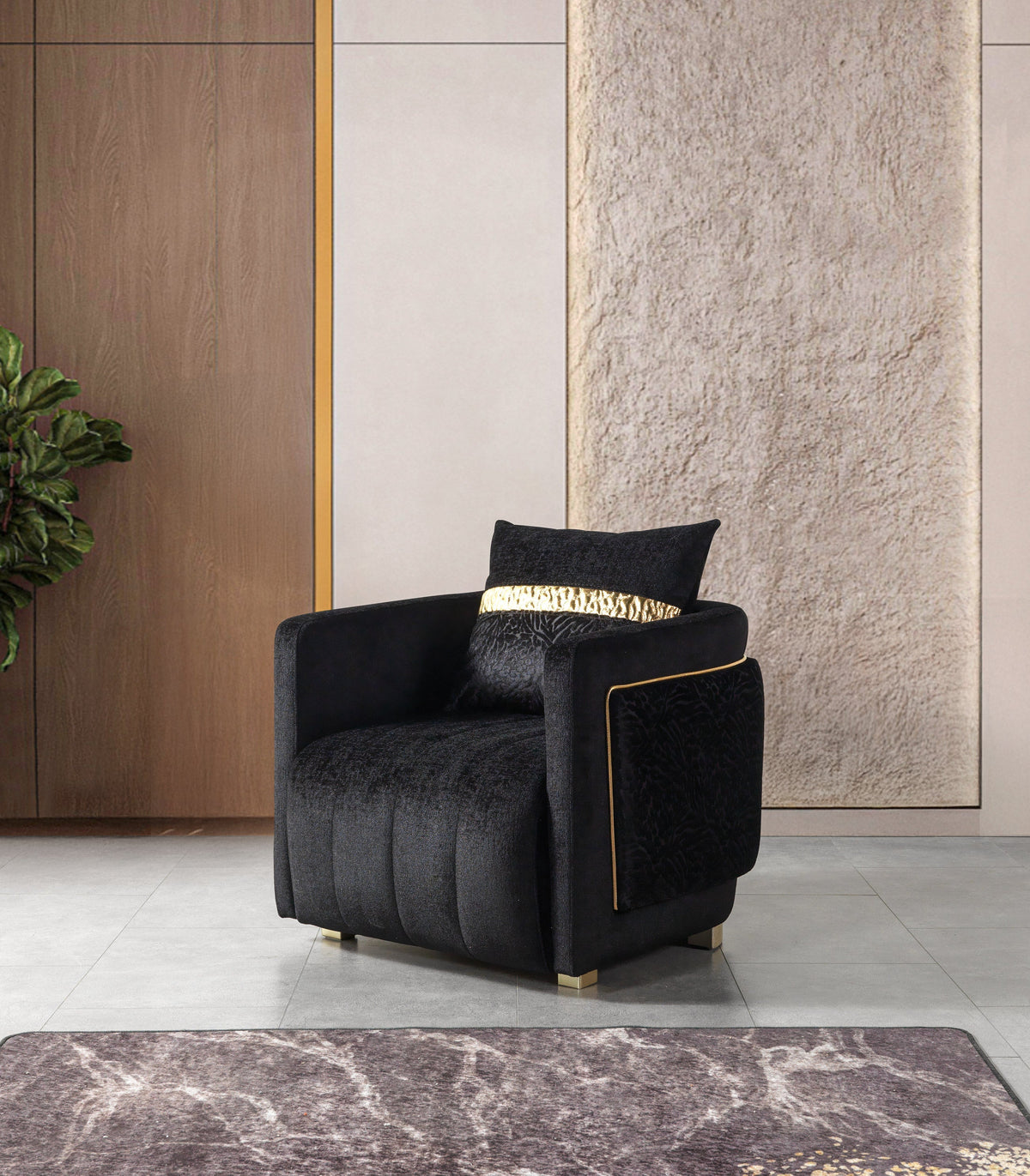 Carlina Black Velvet Chair