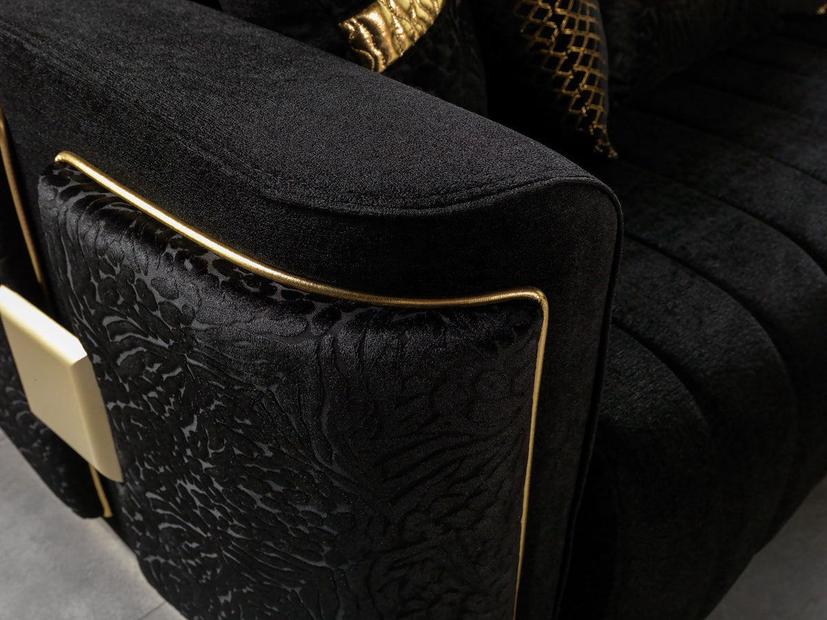 Carlina Black Velvet Sofa & Loveseat