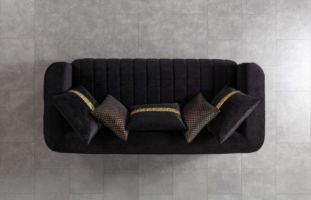 Carlina Black Velvet Sofa & Loveseat