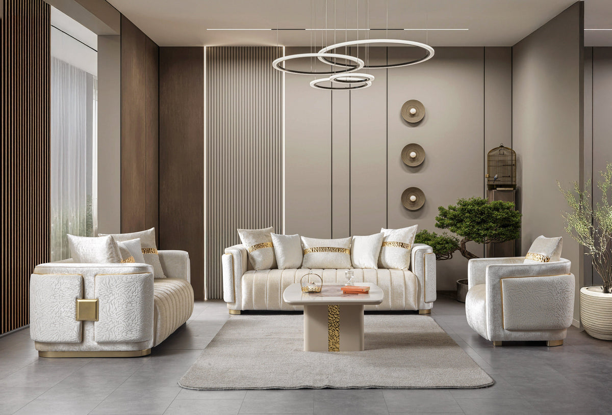 Carlina Ivory Velvet Loveseat