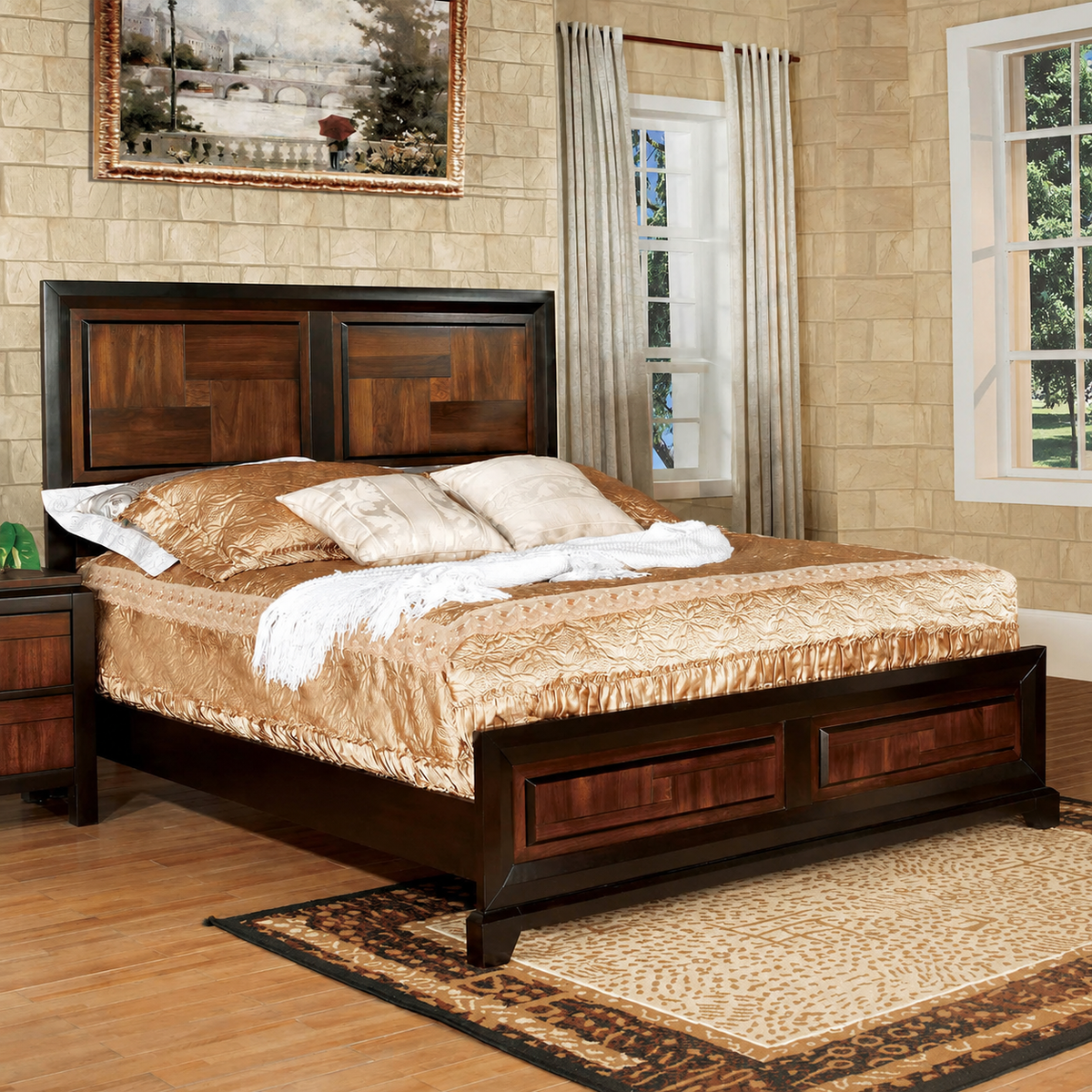 Patra Acacia/Walnut 4-Piece Queen Bedroom Set