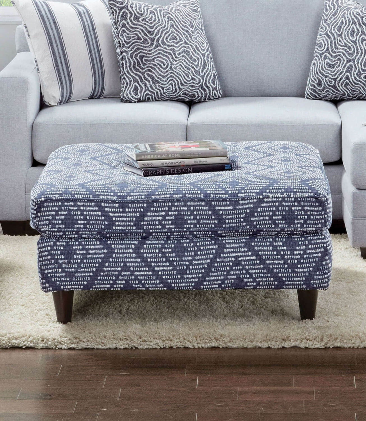 Chiswick Blue Ottoman