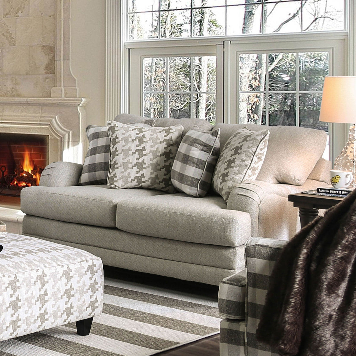 Christine Light Gray Transitional Living Room Set