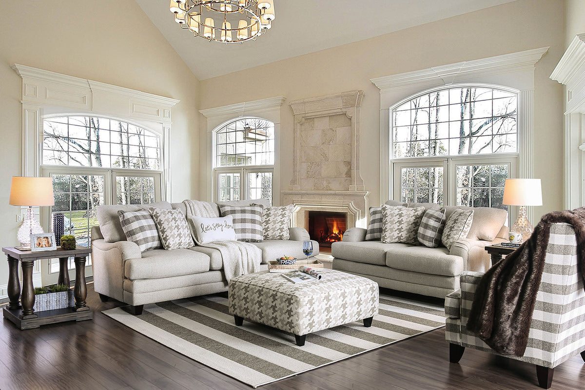 Christine Light Gray Transitional Living Room Set