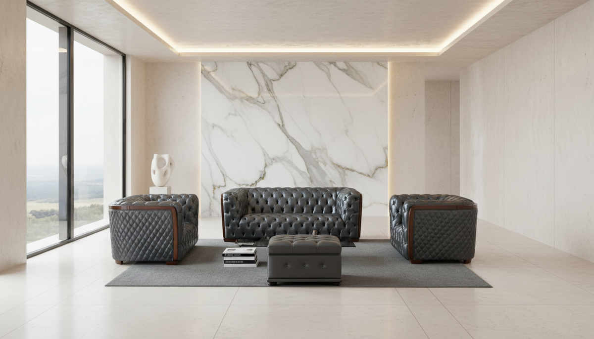 415 Gray Top-Grain Leather Chair
