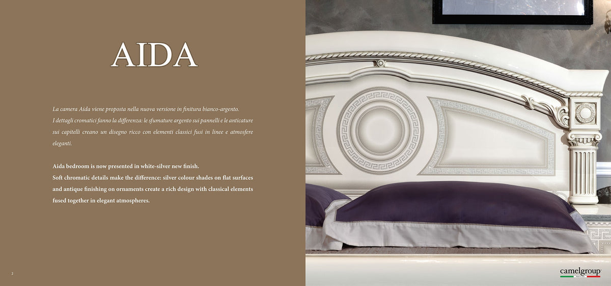 Aida White w/Silver Nightstand