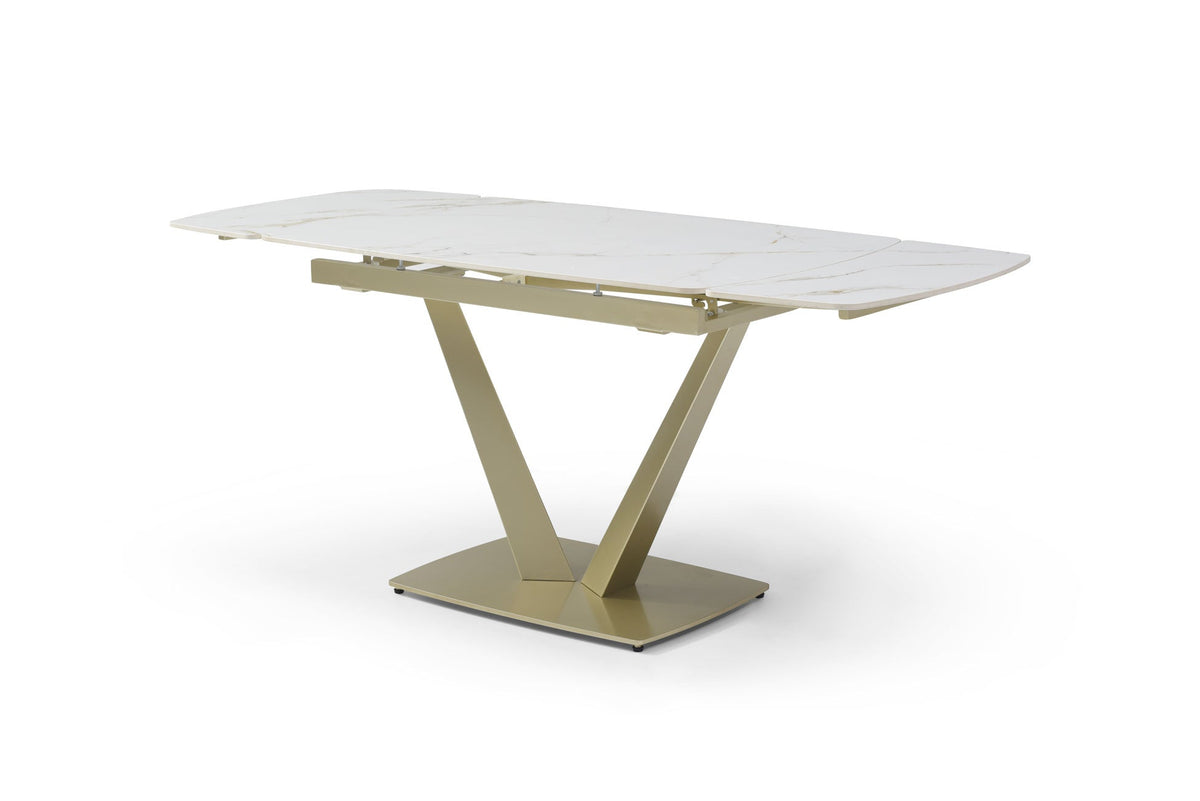 109 White/Gold Ceramic Extendable Dining Table