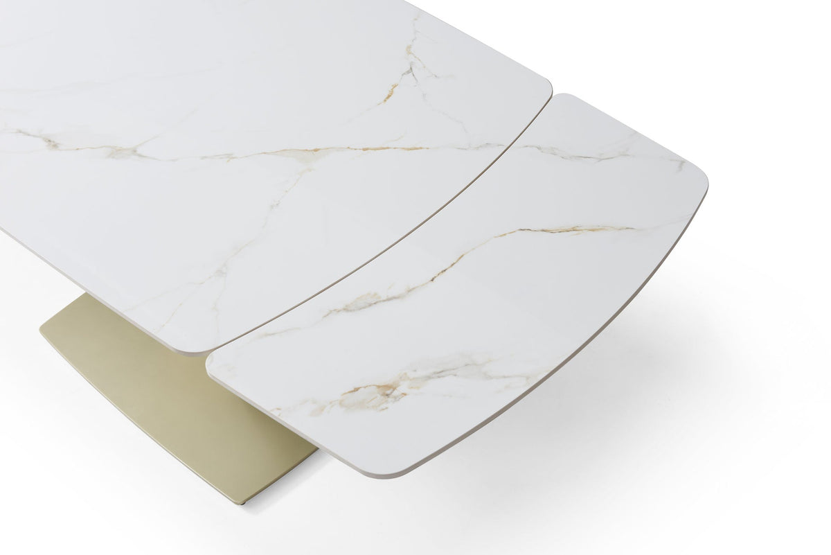 109 White/Gold Ceramic Extendable Dining Table