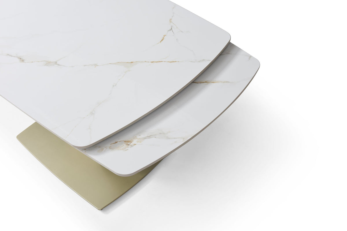 109 White/Gold Ceramic Extendable Dining Table