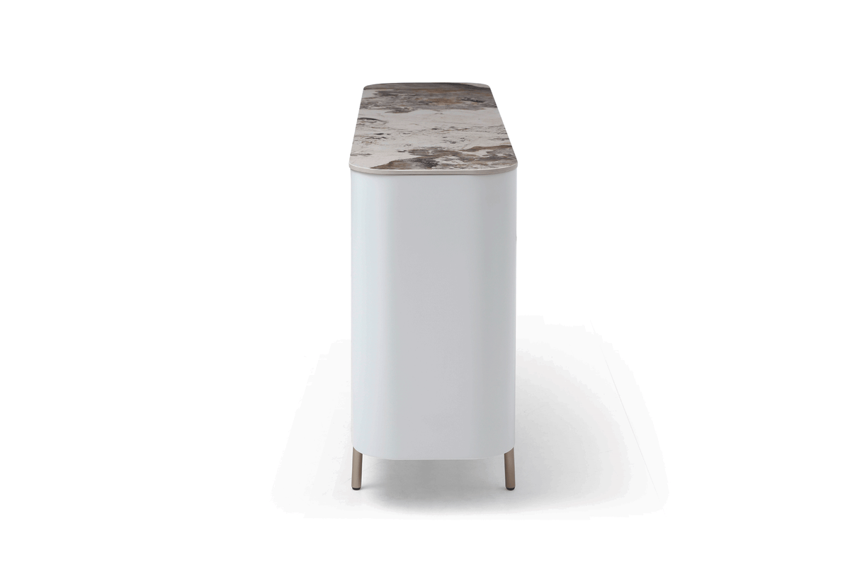 109 White/Gold Ceramic Extendable Dining Table