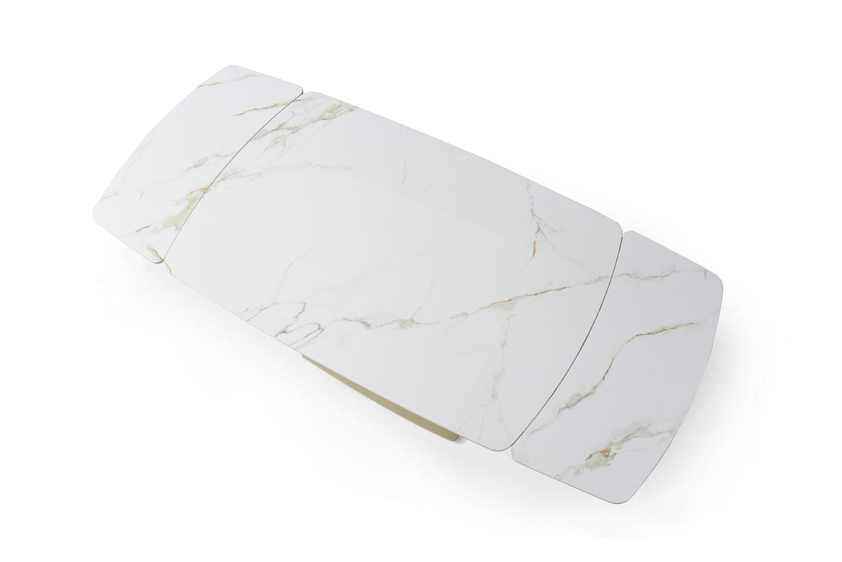 109 White/Gold Ceramic Extendable Dining Table