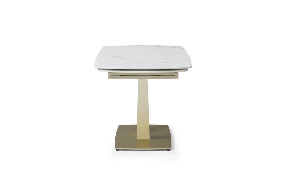 109 White/Gold Ceramic Extendable Dining Table