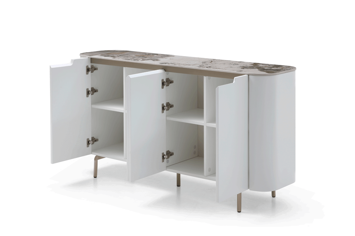 109 White/Gold Ceramic Extendable Dining Table