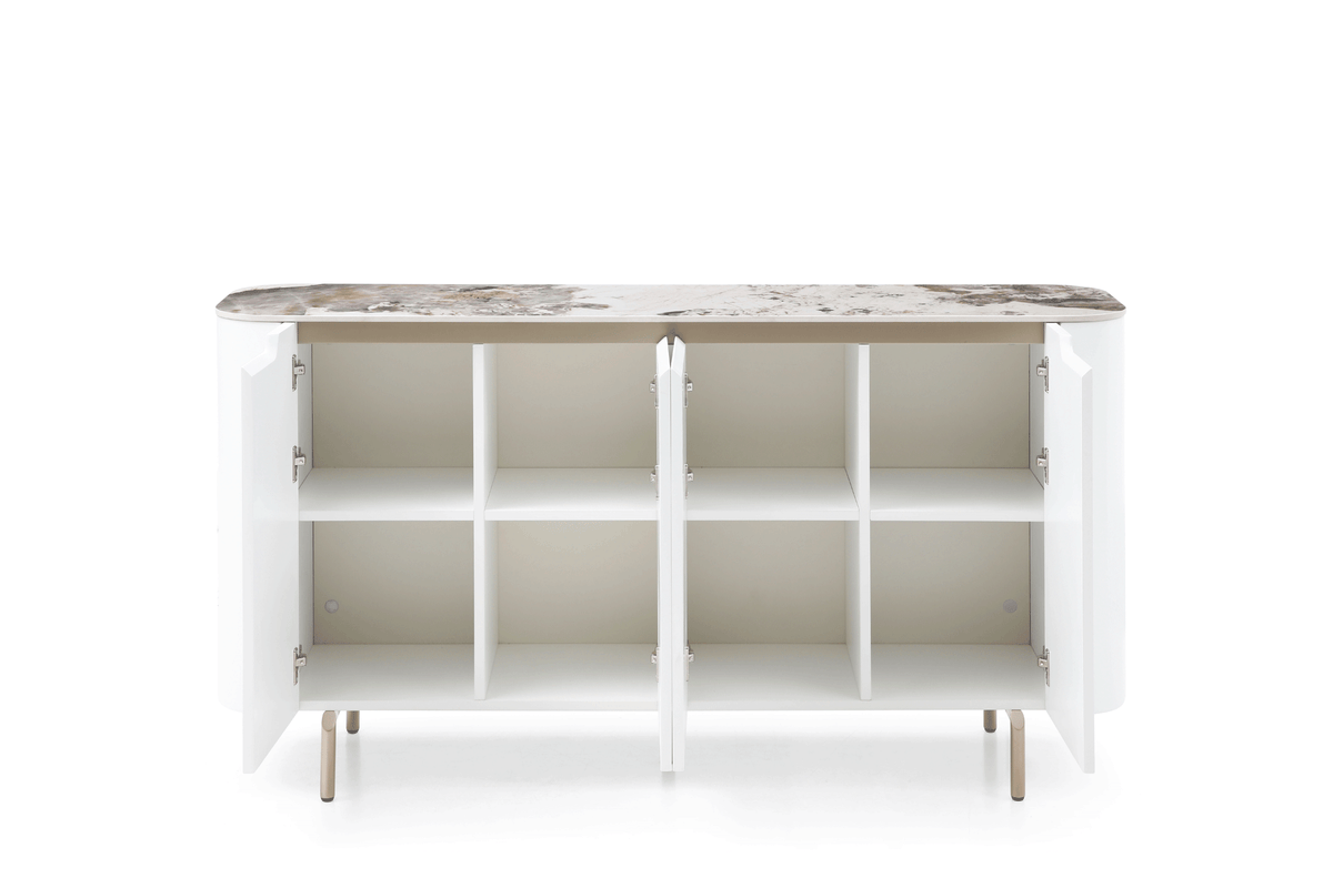 109 White/Gold Ceramic Extendable Dining Table